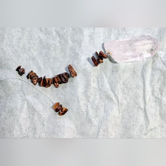 Tiger's Eye Lumurian HandMade Silver Hook Quartz Water Window Crystal S4 - Picture 2 of 6